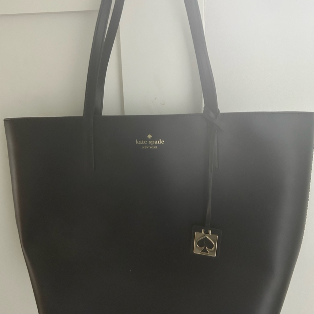 Kate Spade Black Leather Tote with Structured Design